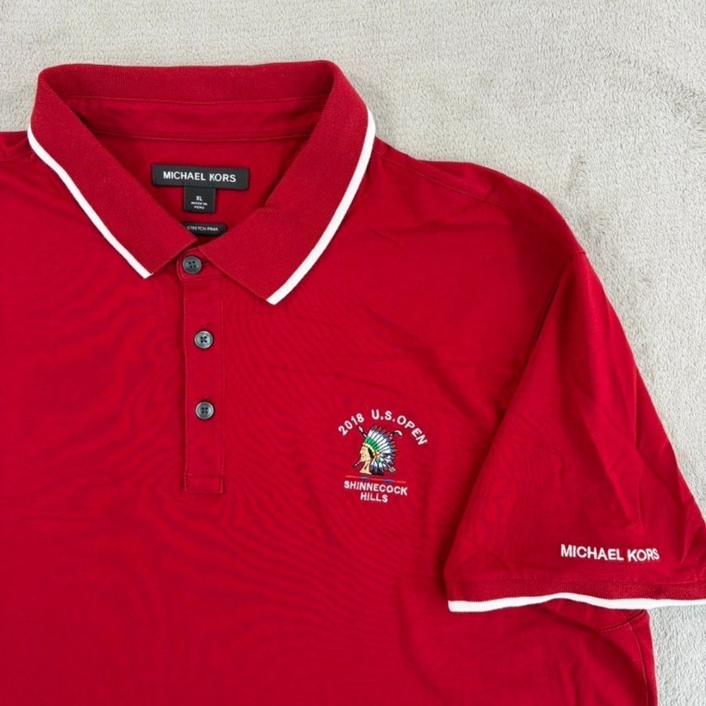 Michael Kors x U.S. Open Shinnecock Hills Golf Polo Shirt Red Pima Men XL NWOT‎